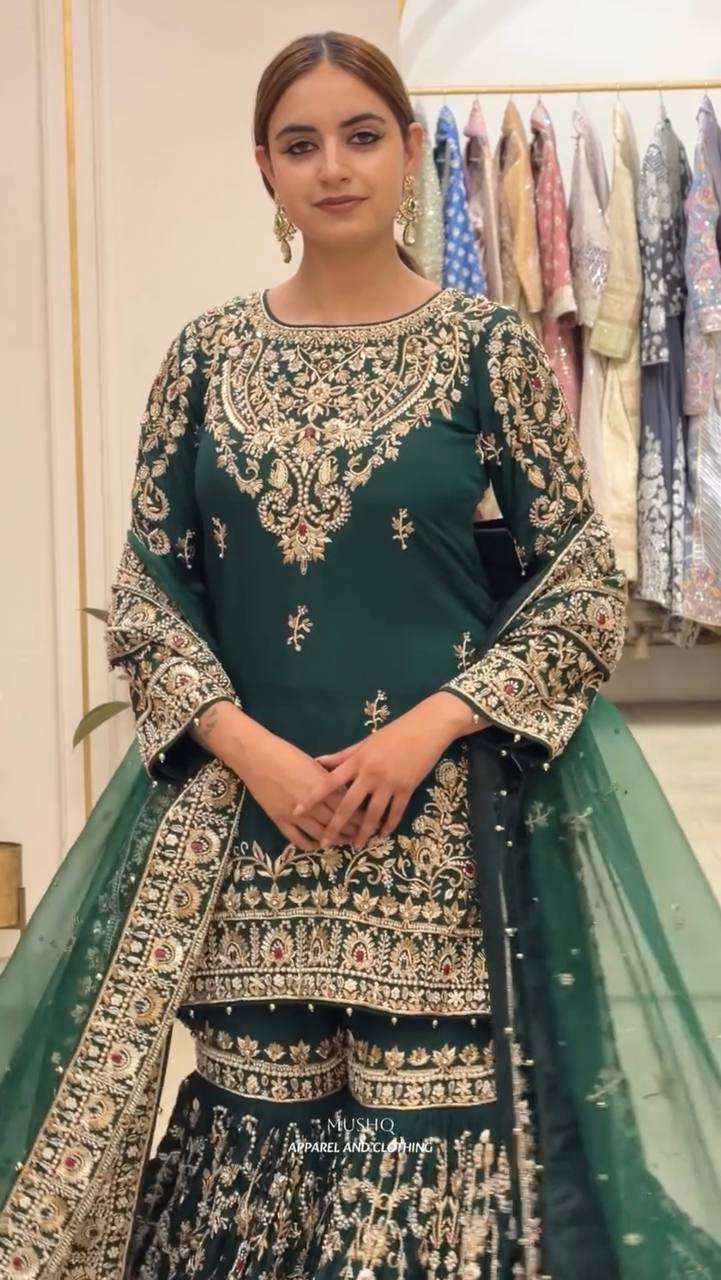 Georgette Salwar Kameez with Heavy Embroidery Work
