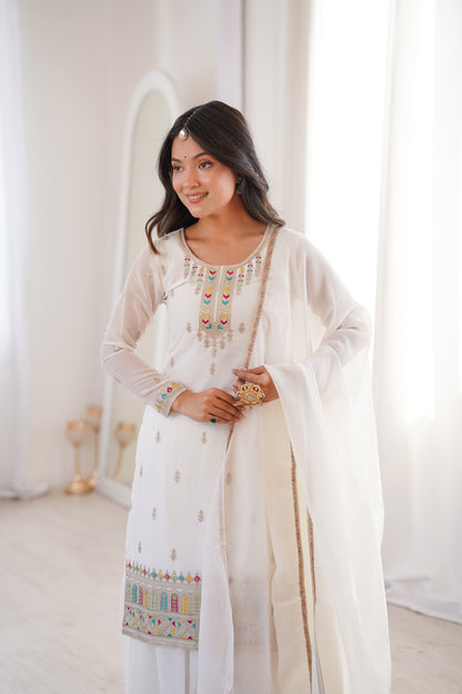 Pakistani Suit Party Wear Sharara Set in Soft Crunchy Silk