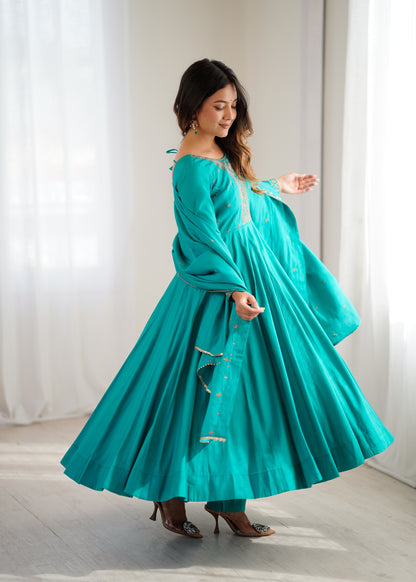 Rama Pure Roman Chanderi Silk Anarkali Suit for Women