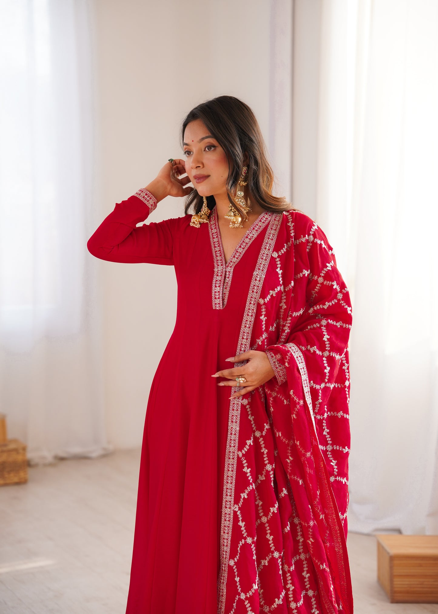 Wine Pink Blooming Silk Anarkali Suit for Wedding Party Wear