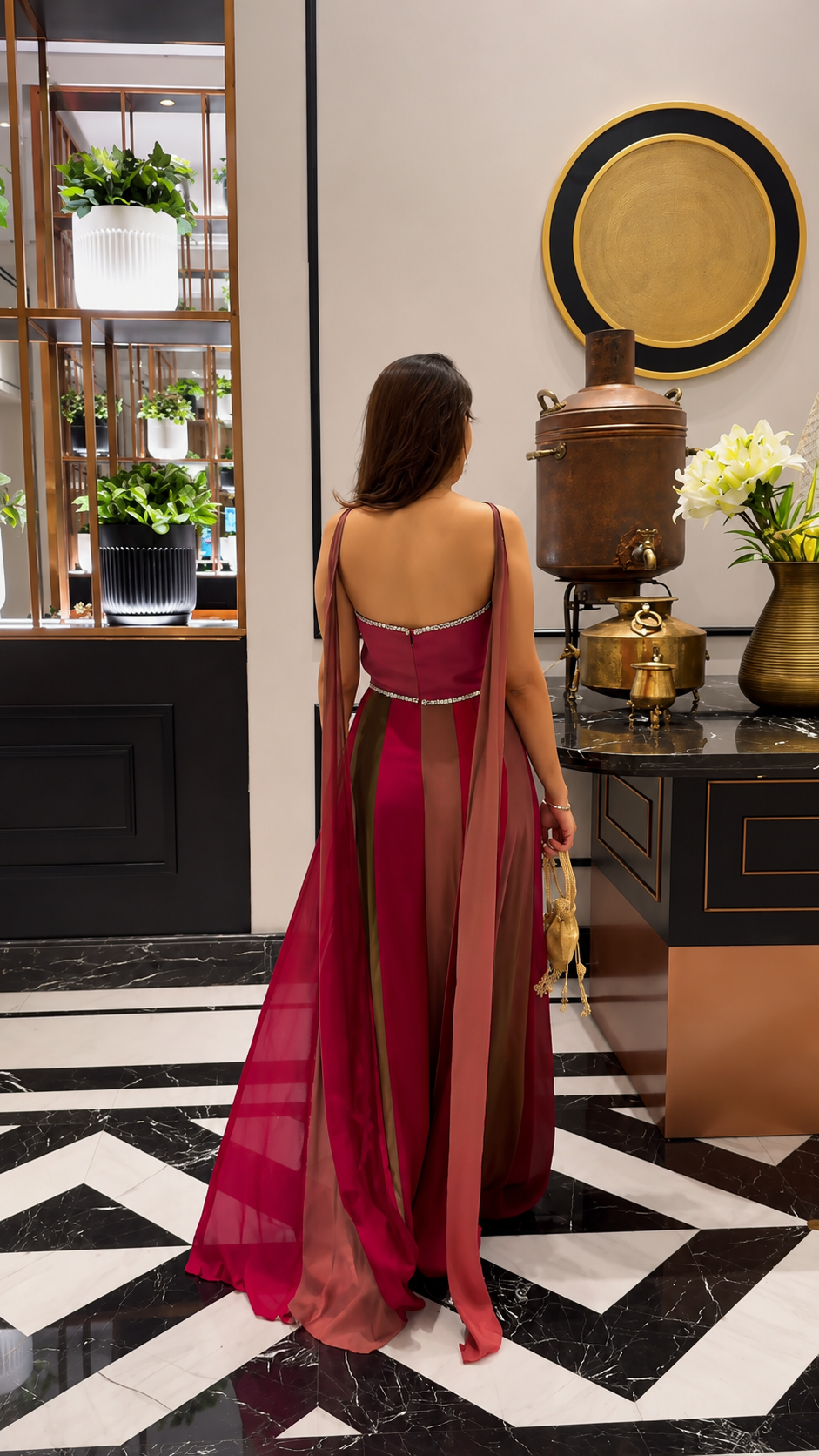 Magenta Pink & Bronze Ombre Jumpsuit for Women