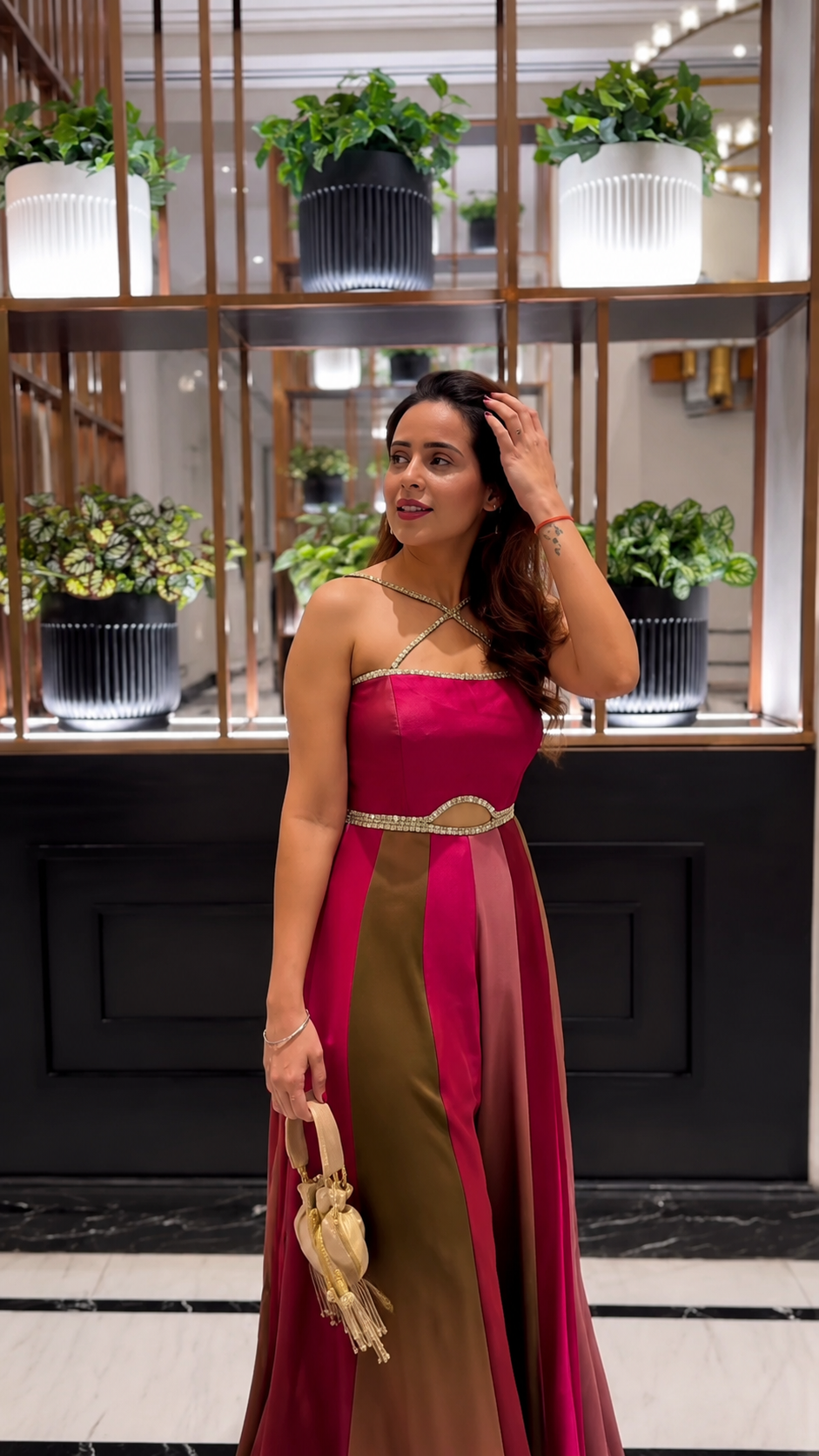 Magenta Pink & Bronze Ombre Jumpsuit for Women