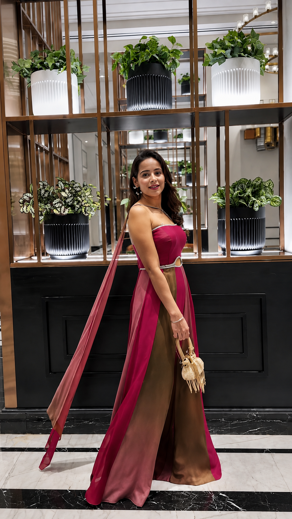 Magenta Pink & Bronze Ombre Jumpsuit for Women