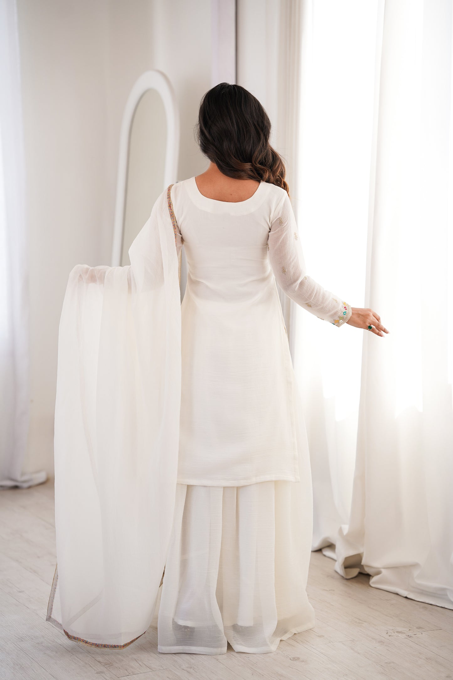 Pakistani Suit Party Wear Sharara Set in Soft Crunchy Silk