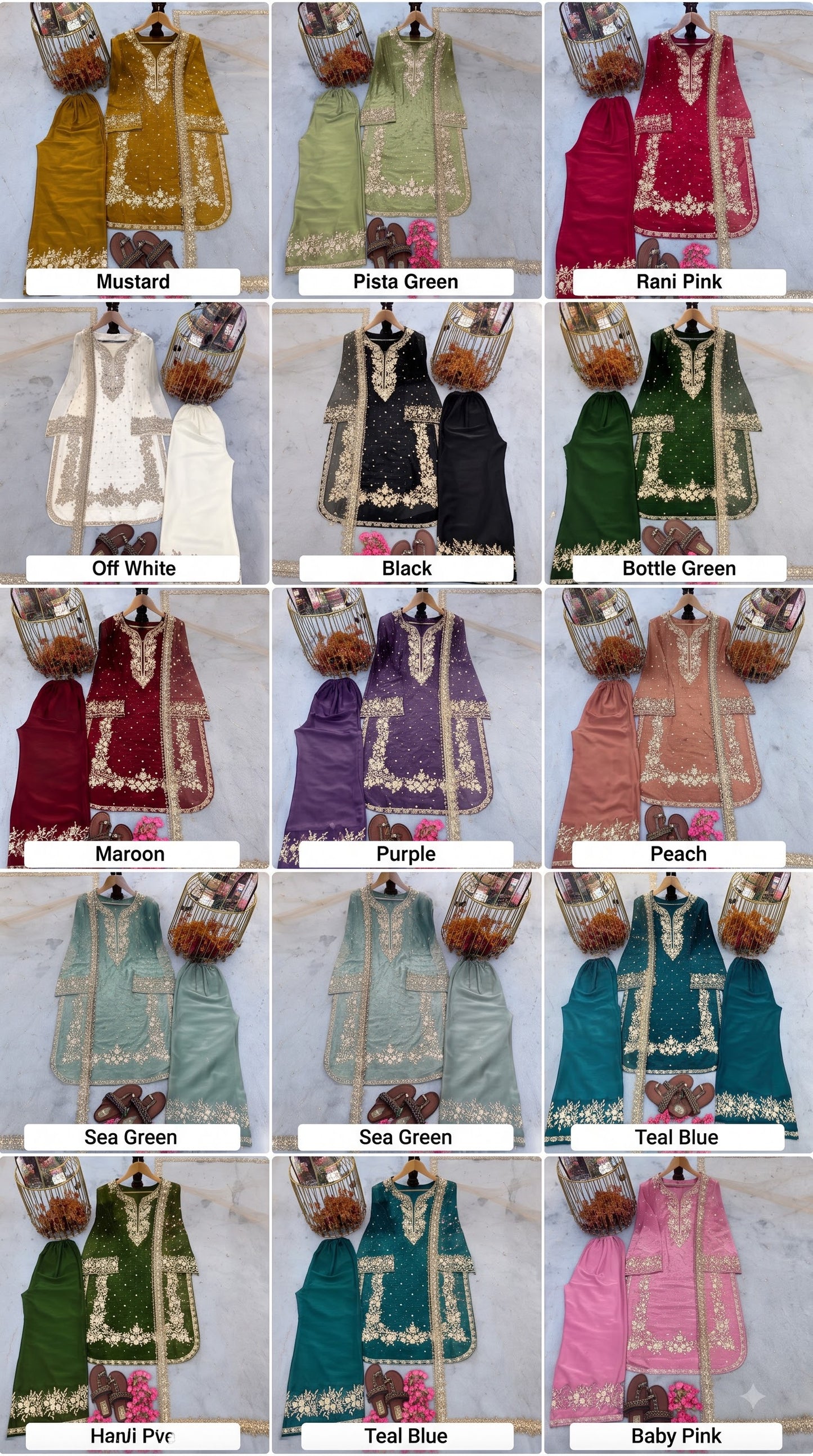 Party Wear Pakistani Suit Set in Jimmy Choo Silk with Plazzo