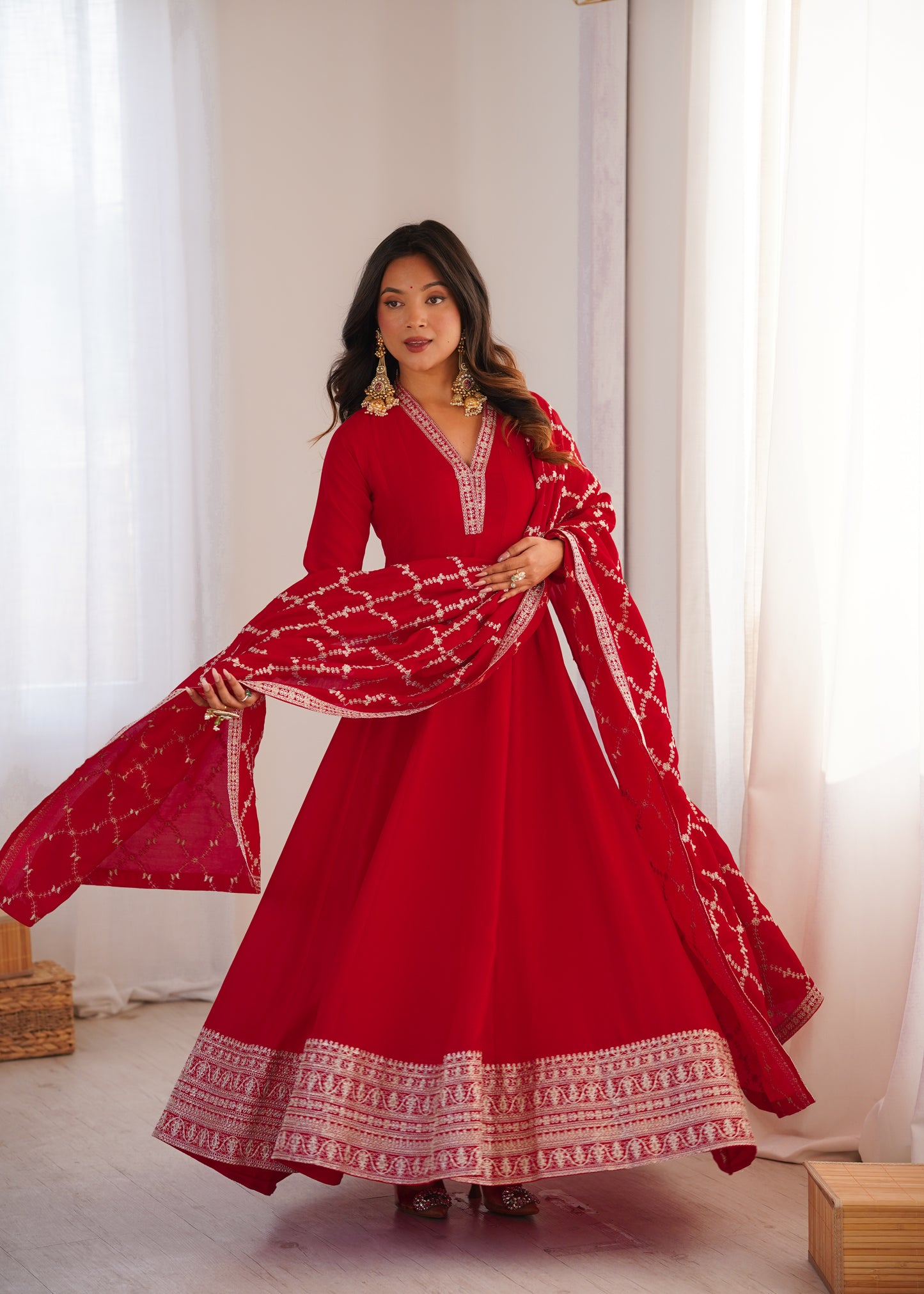 Wine Pink Blooming Silk Anarkali Suit for Wedding Party Wear