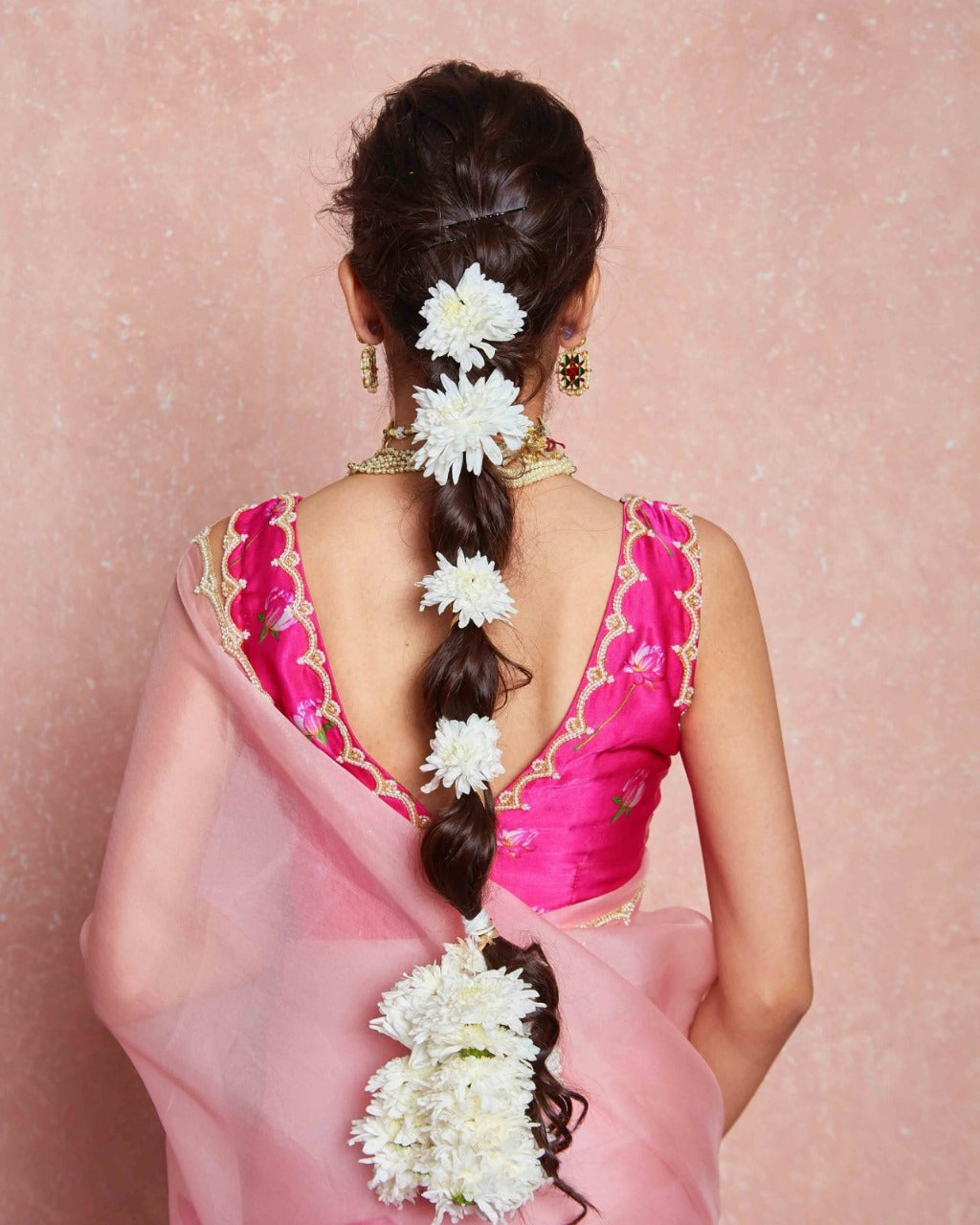 Floral Organza Ready to Wear Saree with Scalloped Border