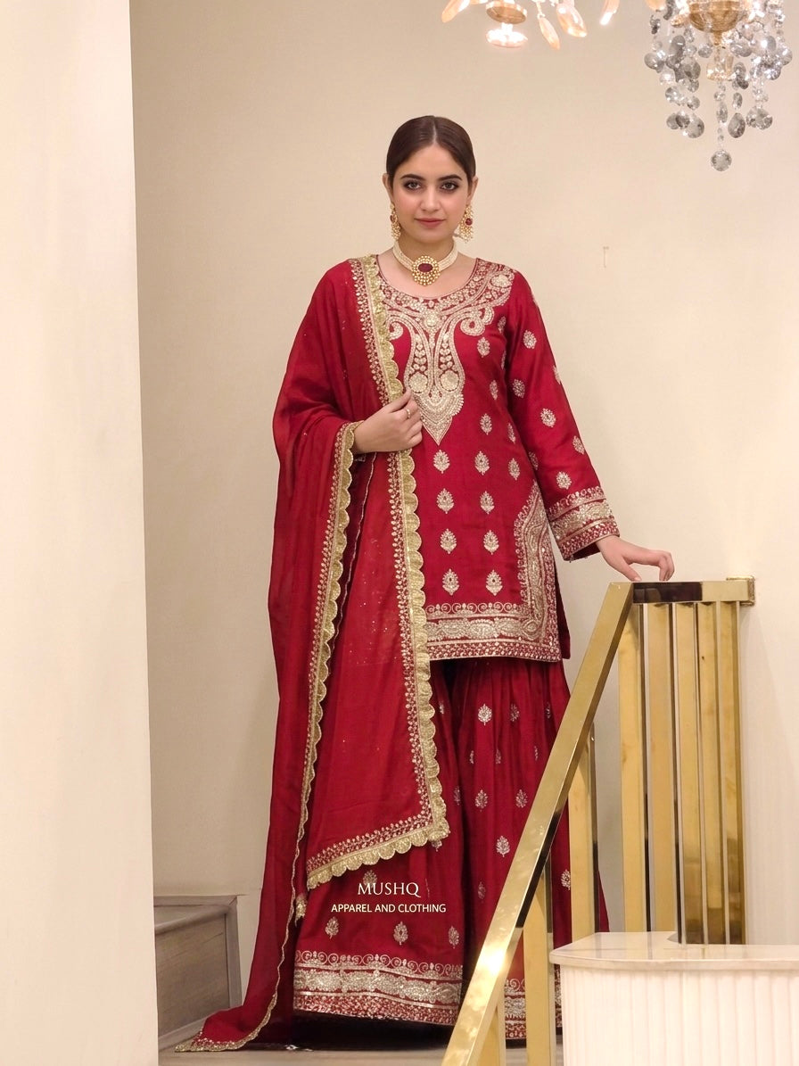 Heavy Embroidery Work Chinon Salwar Kameez with Dupatta