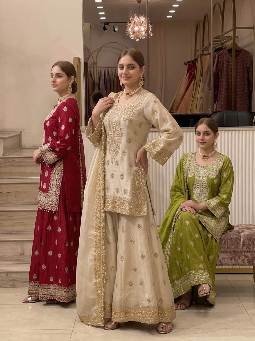 Heavy Embroidery Work Chinon Salwar Kameez with Dupatta