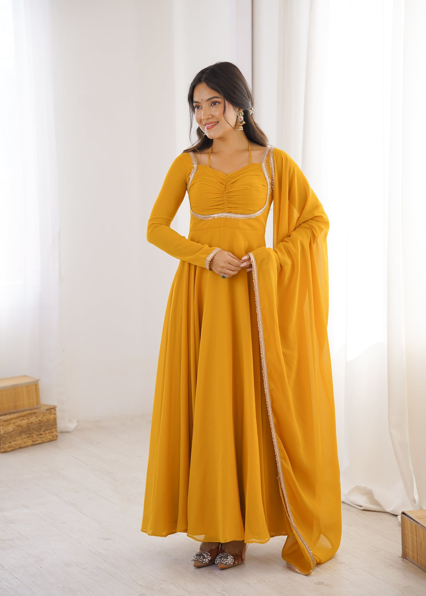 Georgette Anarkali Suit with Dupatta - Party Wear Anarkali Dress