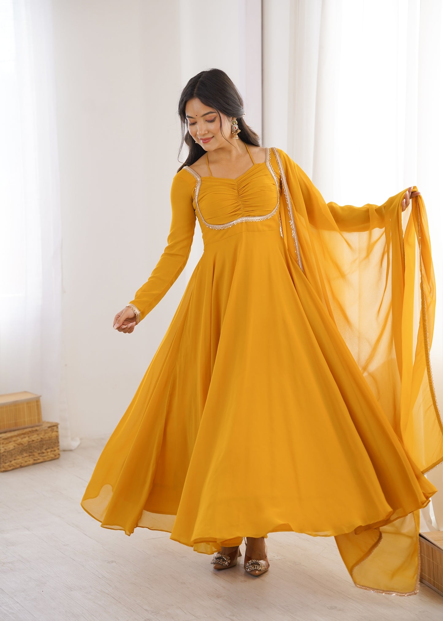 Georgette Anarkali Suit with Dupatta - Party Wear Anarkali Dress