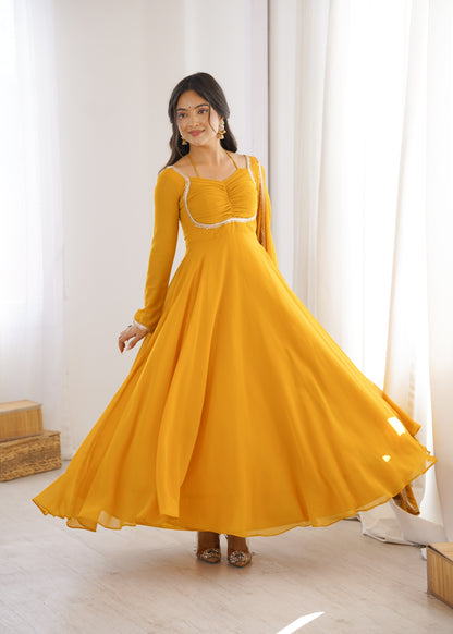 Georgette Anarkali Suit with Dupatta - Party Wear Anarkali Dress