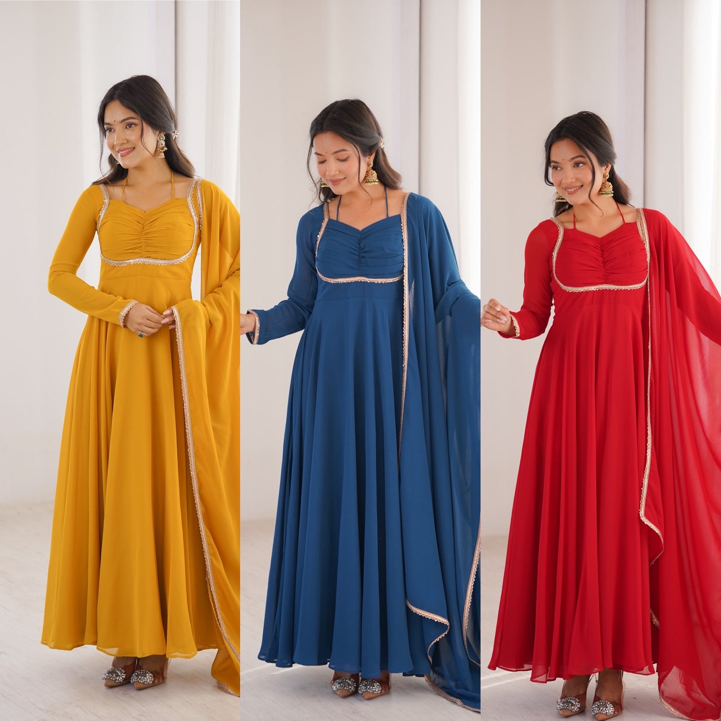 Georgette Anarkali Suit with Dupatta - Party Wear Anarkali Dress