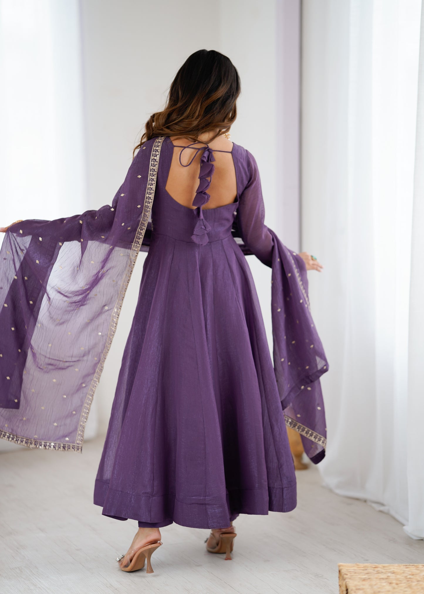 Purple Silk Anarkali Suit - Party Wear Salwar Kameez
