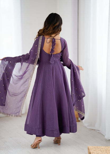 Purple Silk Anarkali Suit - Party Wear Salwar Kameez