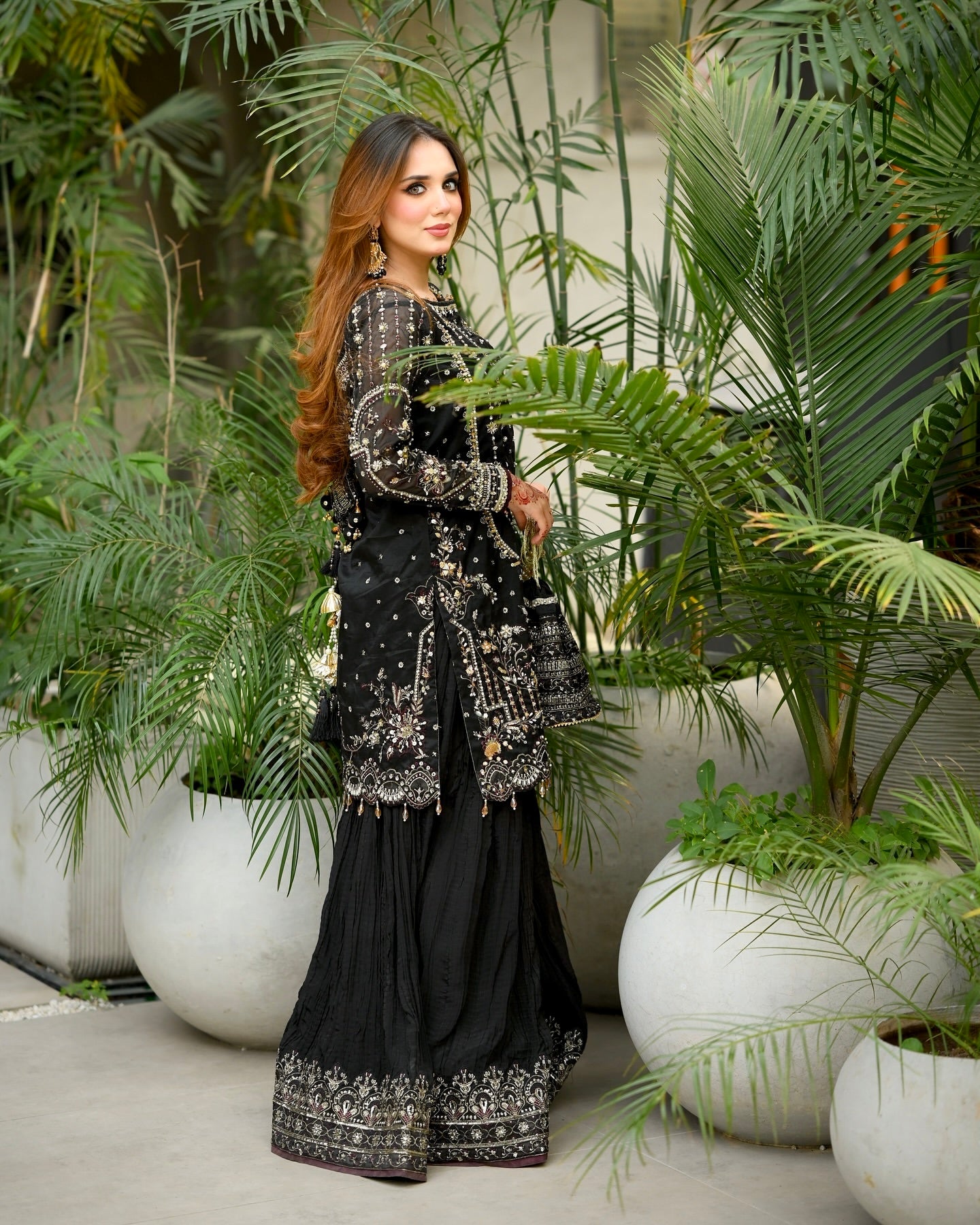 Party Wear Georgette Plazzo Suit Set with Heavy Embroidery