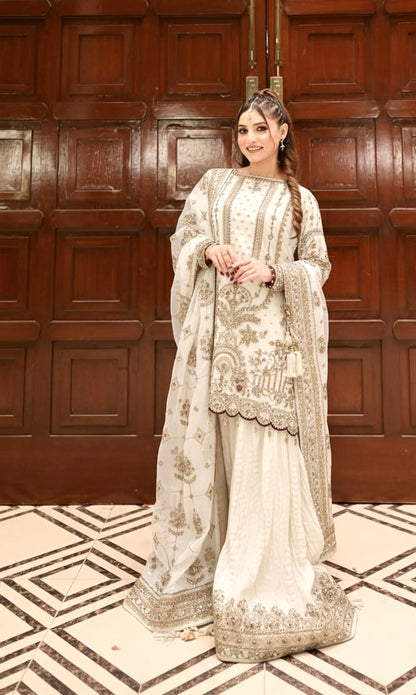 Party Wear Georgette Plazzo Suit Set with Heavy Embroidery