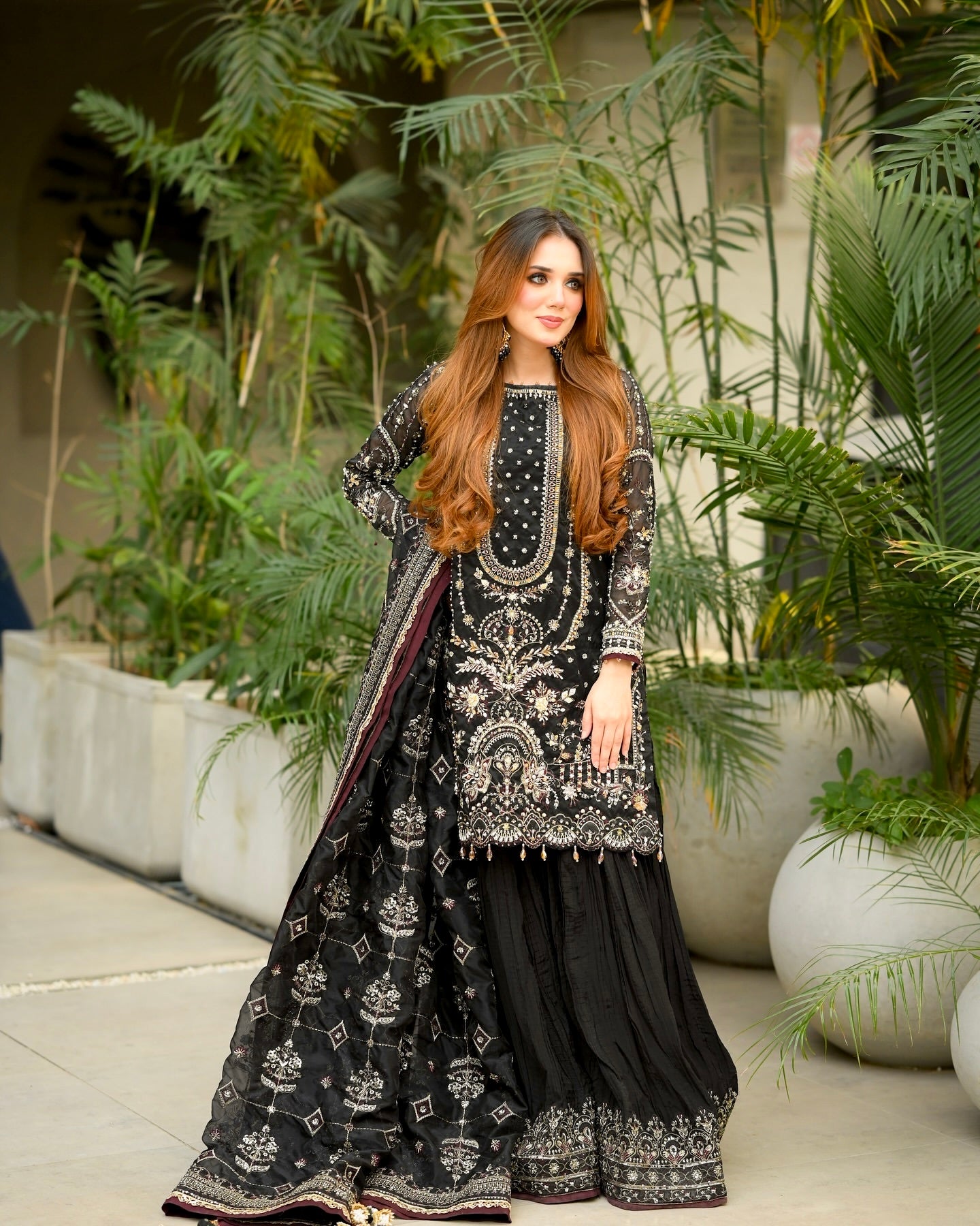 Party Wear Georgette Plazzo Suit Set with Heavy Embroidery