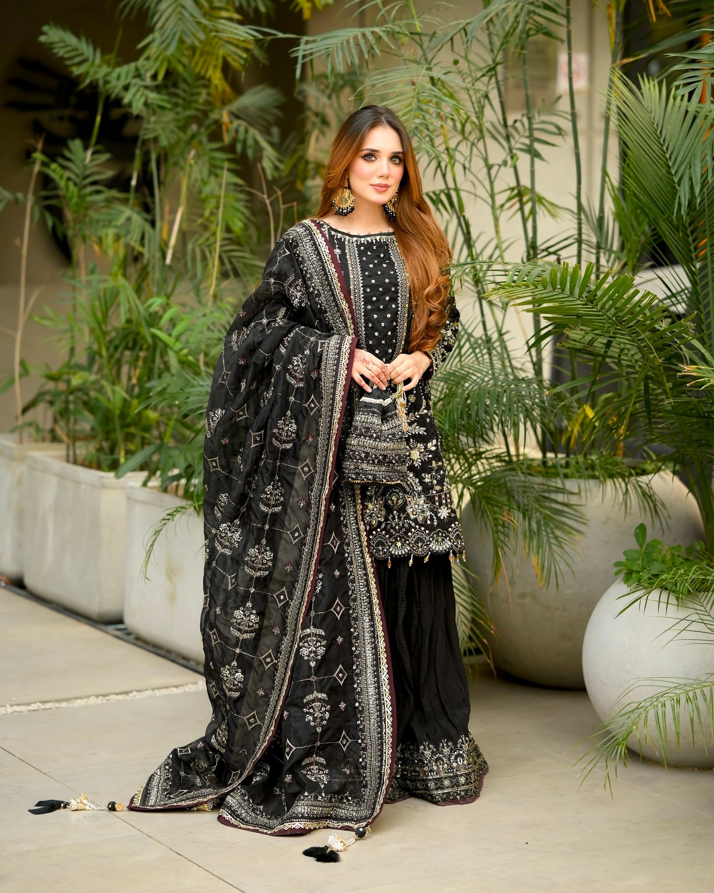 Party Wear Georgette Plazzo Suit Set with Heavy Embroidery