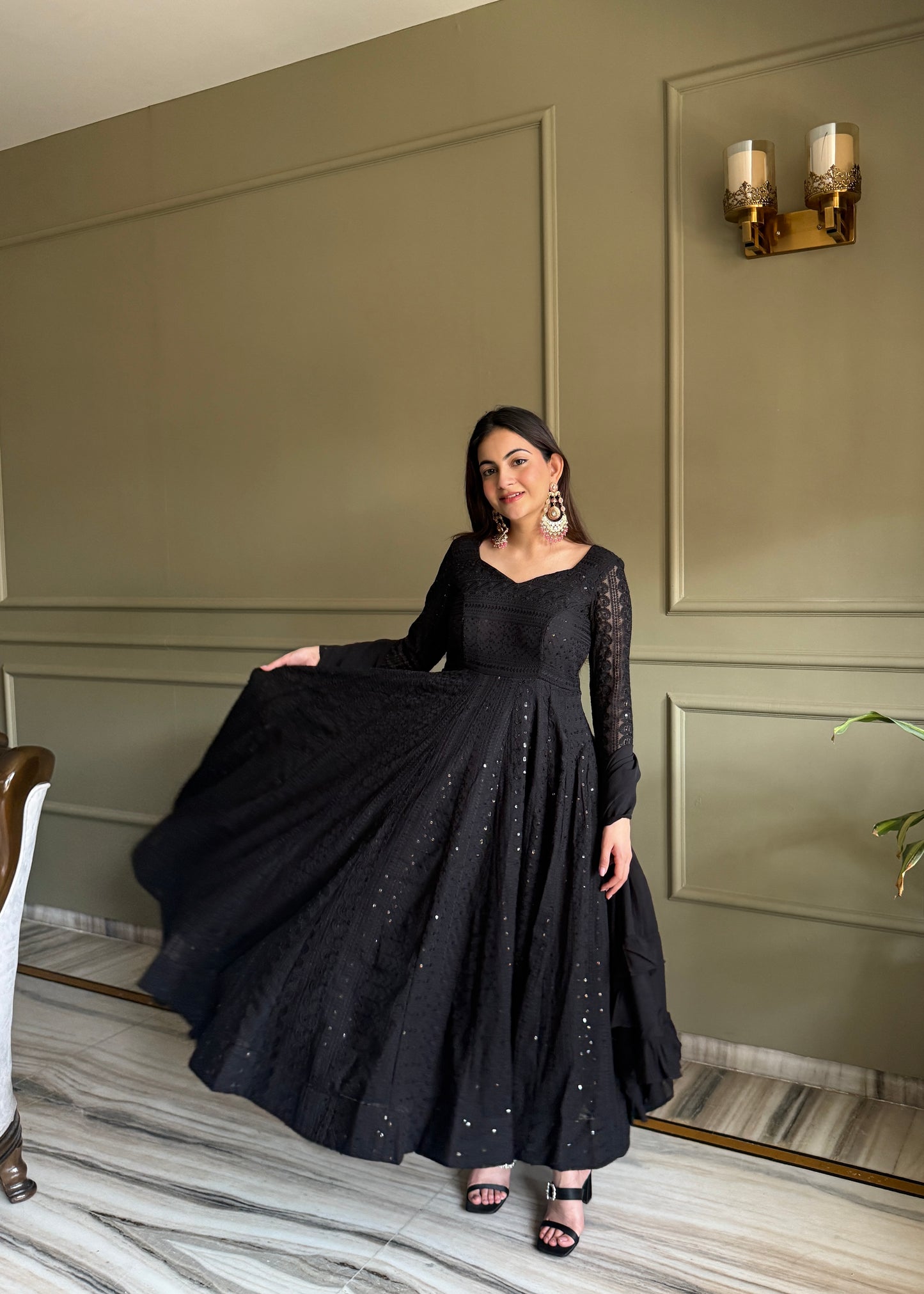 Lukhnowi Georgette Anarkali Salwar Suit Party Wear for Women