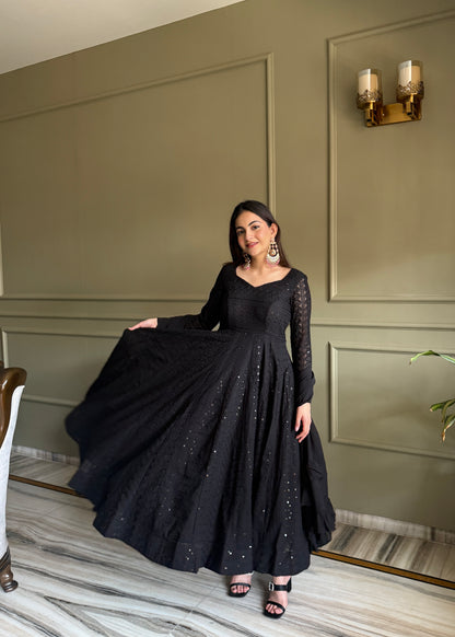 Lukhnowi Georgette Anarkali Salwar Suit Party Wear for Women