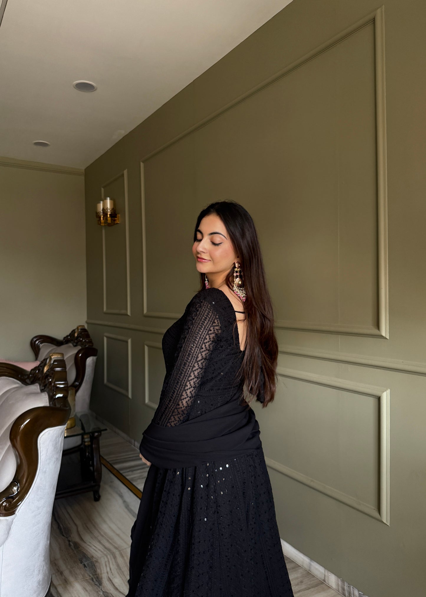 Lukhnowi Georgette Anarkali Salwar Suit Party Wear for Women
