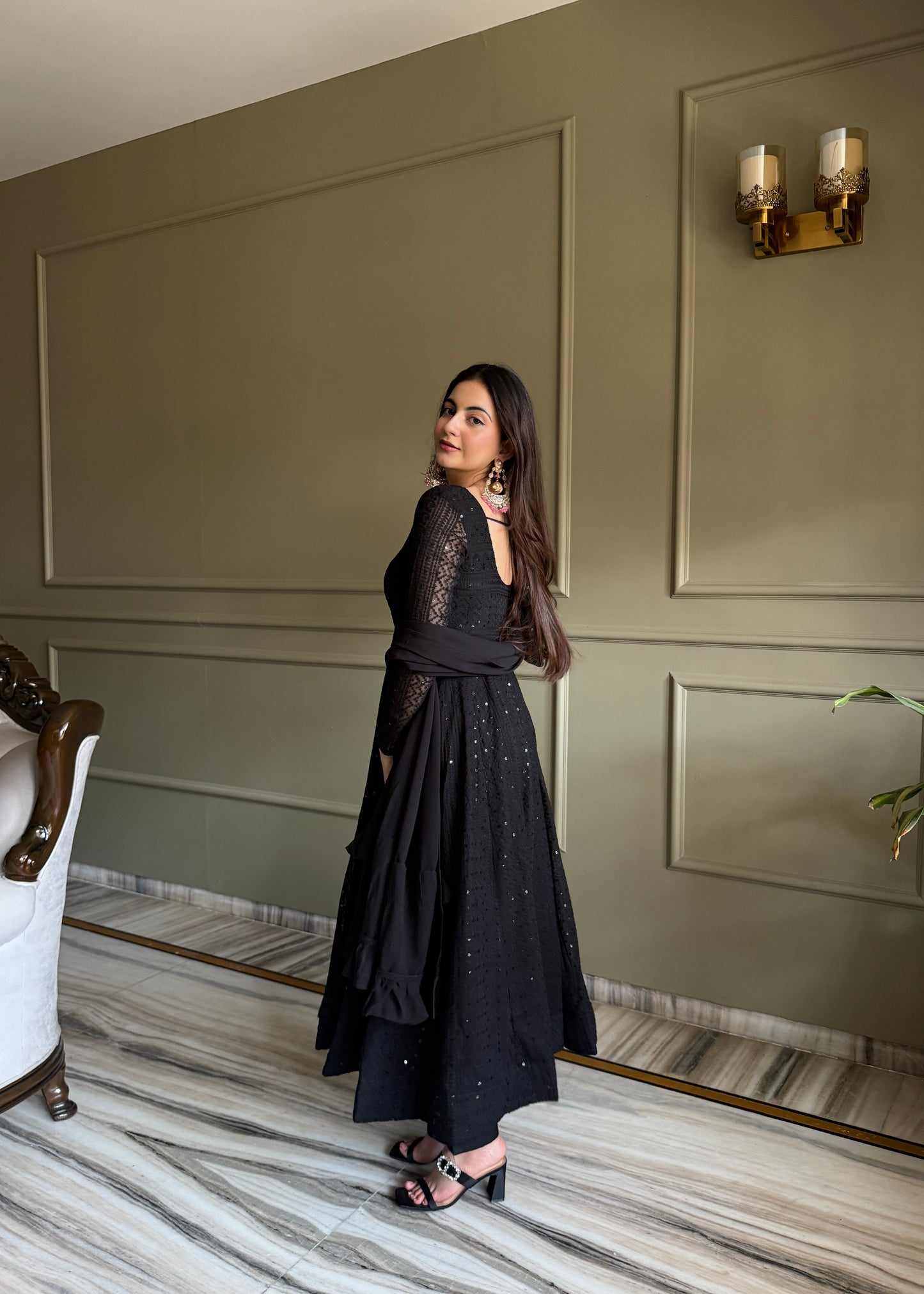 Lukhnowi Georgette Anarkali Salwar Suit Party Wear for Women