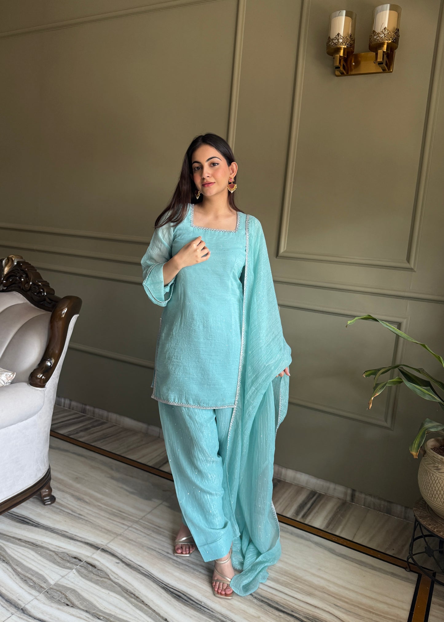 Crunchy Silk Pakistani Suit with Siroski Work Salwar Kameez