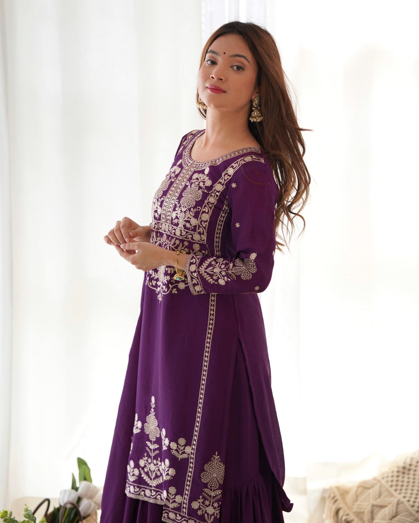 Dark Purple Pakistani Suit Dress for Party Wear Salwar Kameez