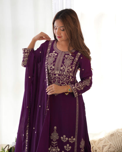 Dark Purple Pakistani Suit Dress for Party Wear Salwar Kameez