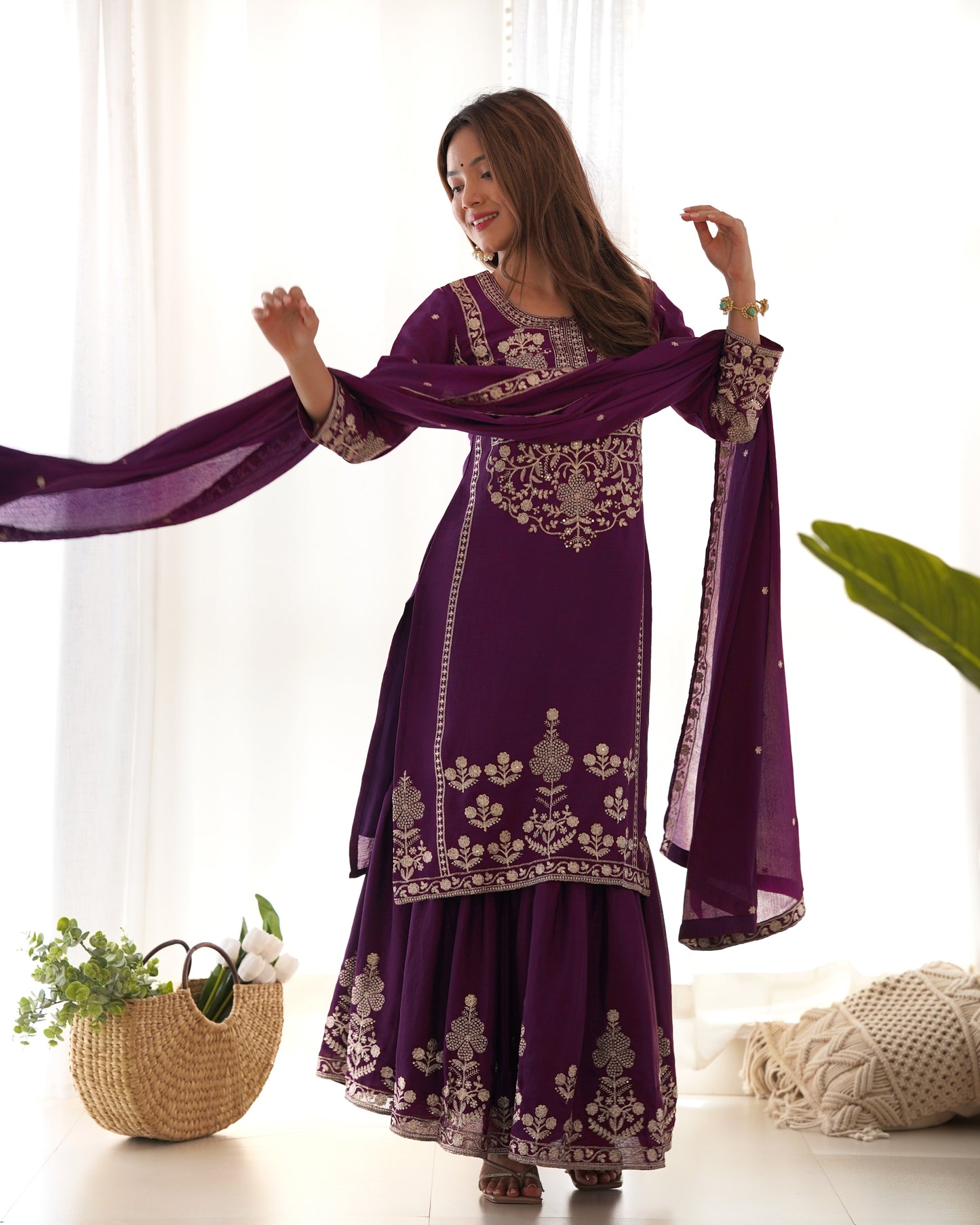 Dark Purple Pakistani Suit Dress for Party Wear Salwar Kameez