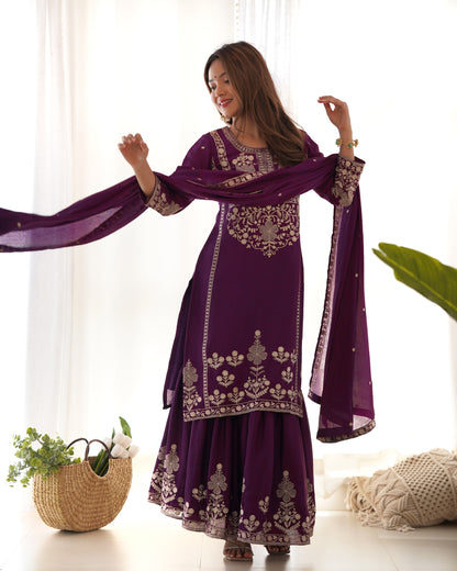 Dark Purple Pakistani Suit Dress for Party Wear Salwar Kameez