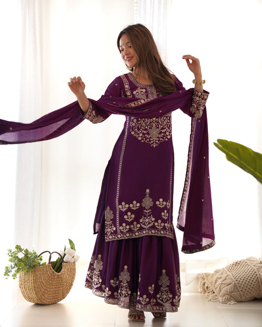 Dark Purple Pakistani Suit Dress for Party Wear Salwar Kameez