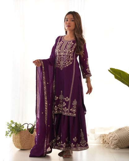 Dark Purple Pakistani Suit Dress for Party Wear Salwar Kameez