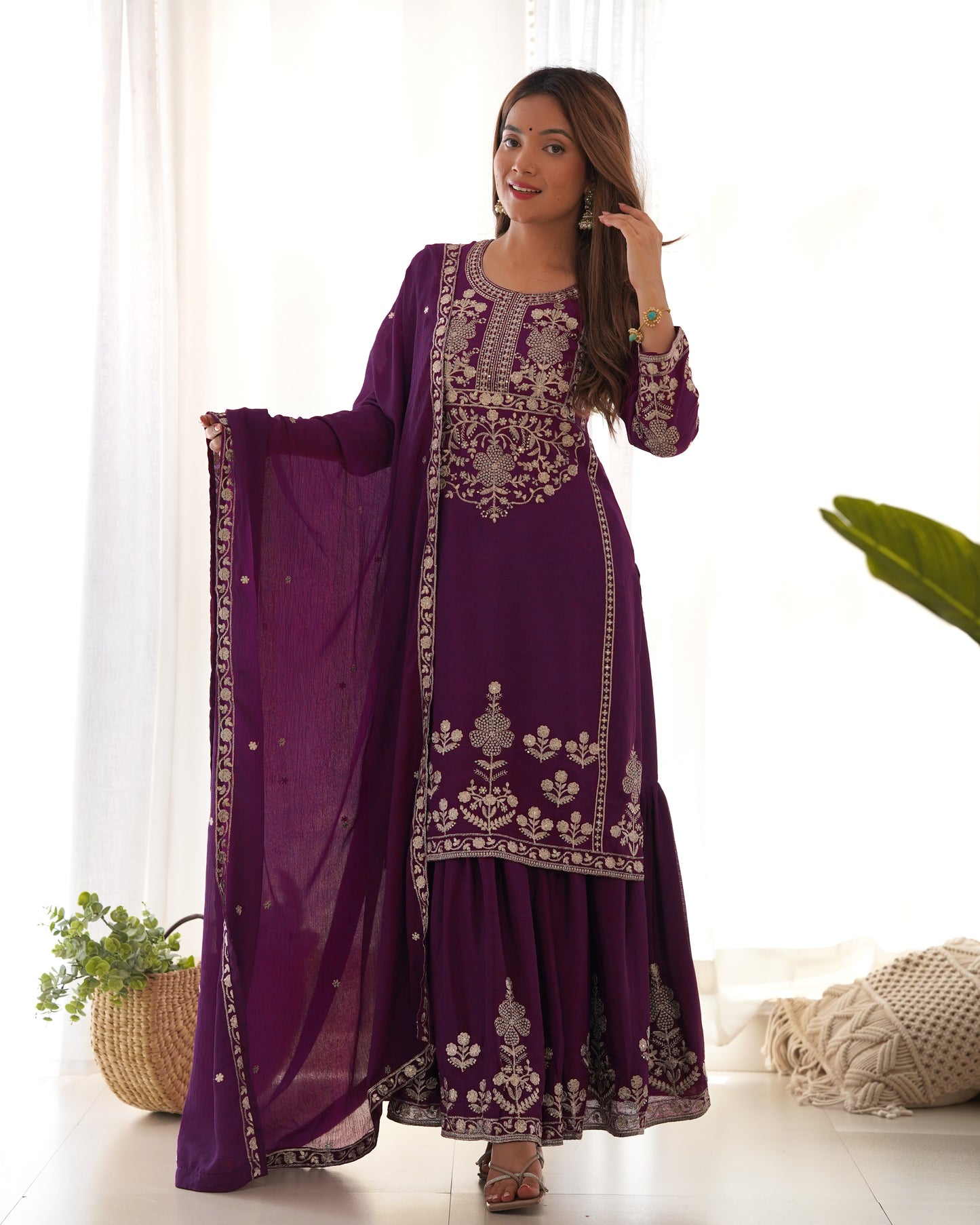 Dark Purple Pakistani Suit Dress for Party Wear Salwar Kameez
