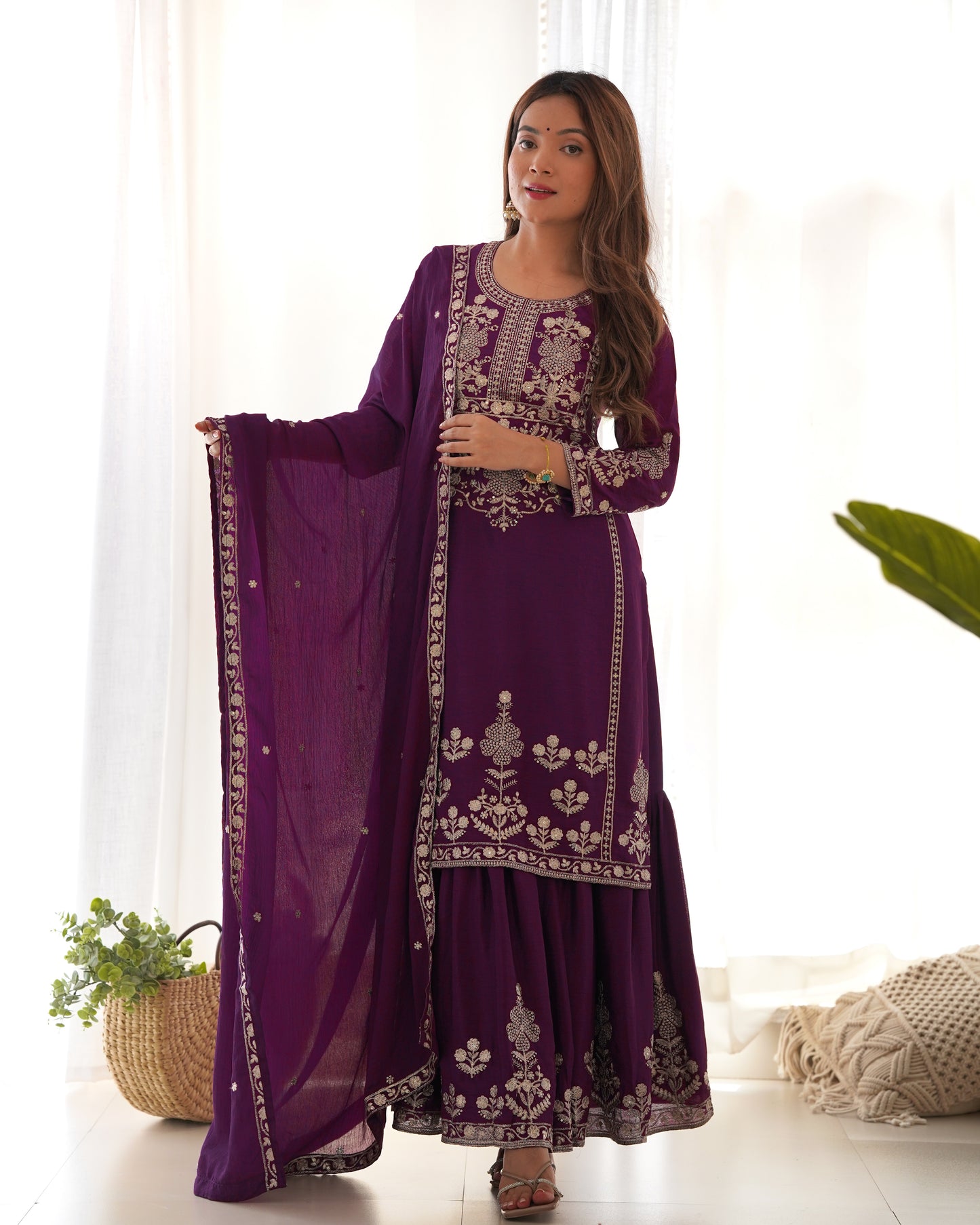 Dark Purple Pakistani Suit Dress for Party Wear Salwar Kameez