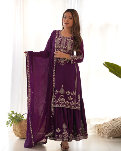 Dark Purple Pakistani Suit Dress for Party Wear Salwar Kameez