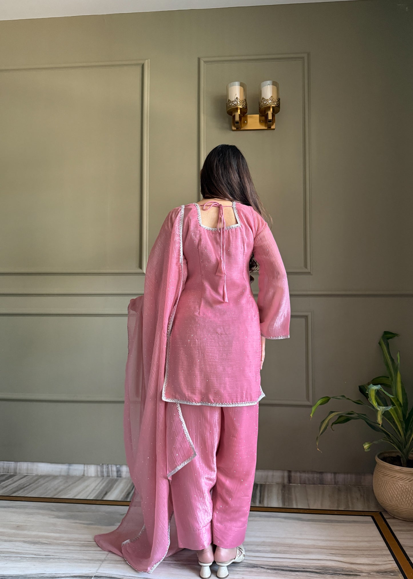 Crunchy Silk Pakistani Suit with Siroski Work Salwar Kameez