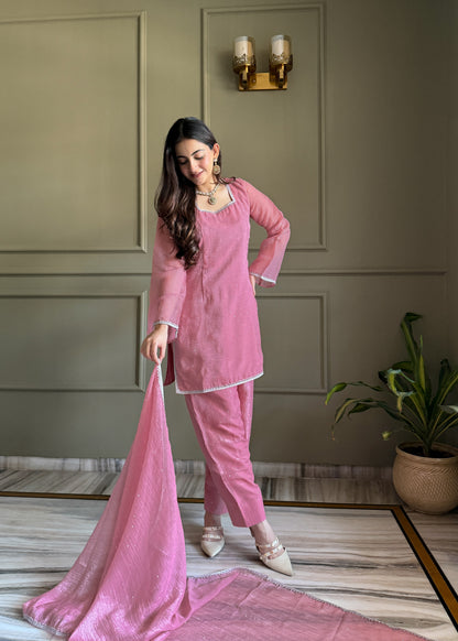 Crunchy Silk Pakistani Suit with Siroski Work Salwar Kameez