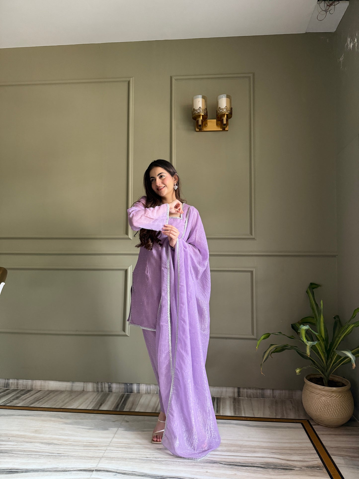 Crunchy Silk Pakistani Suit with Siroski Work Salwar Kameez