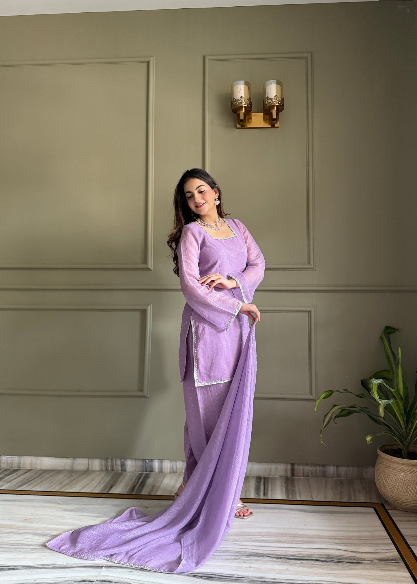 Crunchy Silk Pakistani Suit with Siroski Work Salwar Kameez