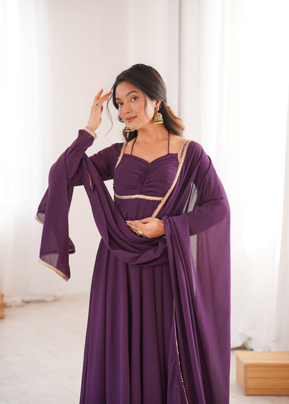 Georgette Anarkali Suit with Dupatta - Party Wear Anarkali Dress