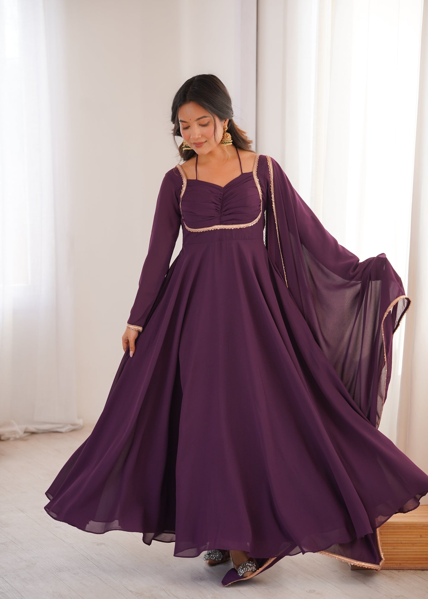 Georgette Anarkali Suit with Dupatta - Party Wear Anarkali Dress