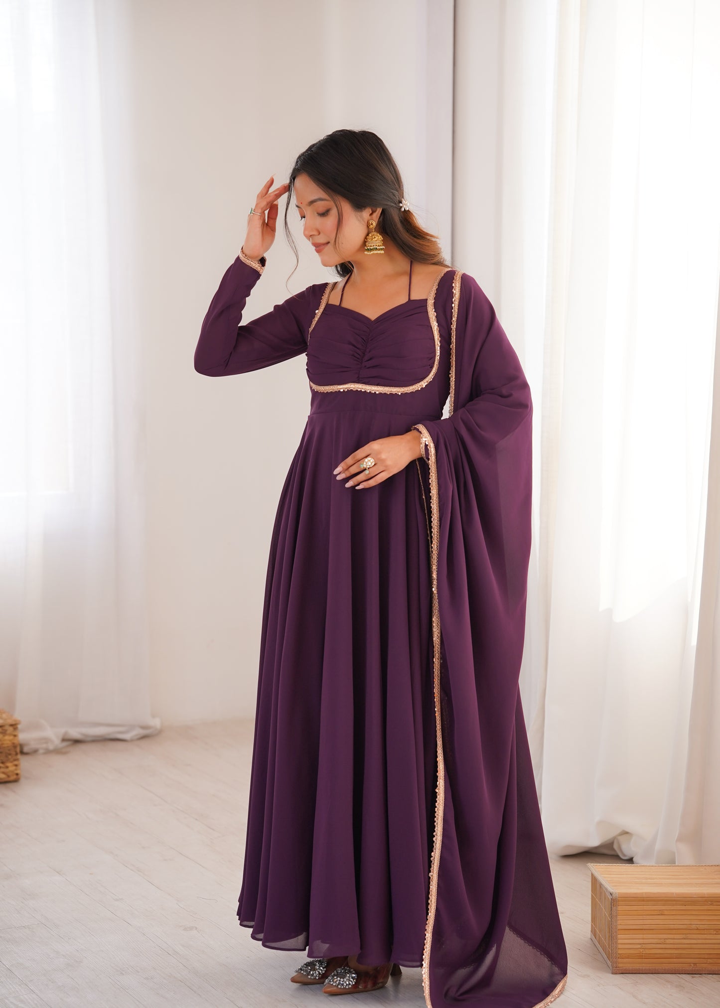Georgette Anarkali Suit with Dupatta - Party Wear Anarkali Dress