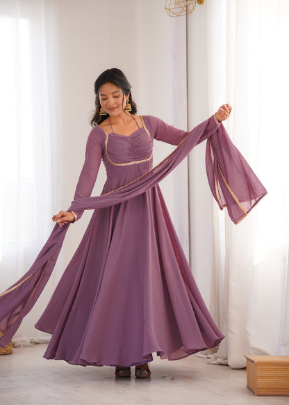 Georgette Anarkali Suit with Dupatta - Party Wear Anarkali Dress