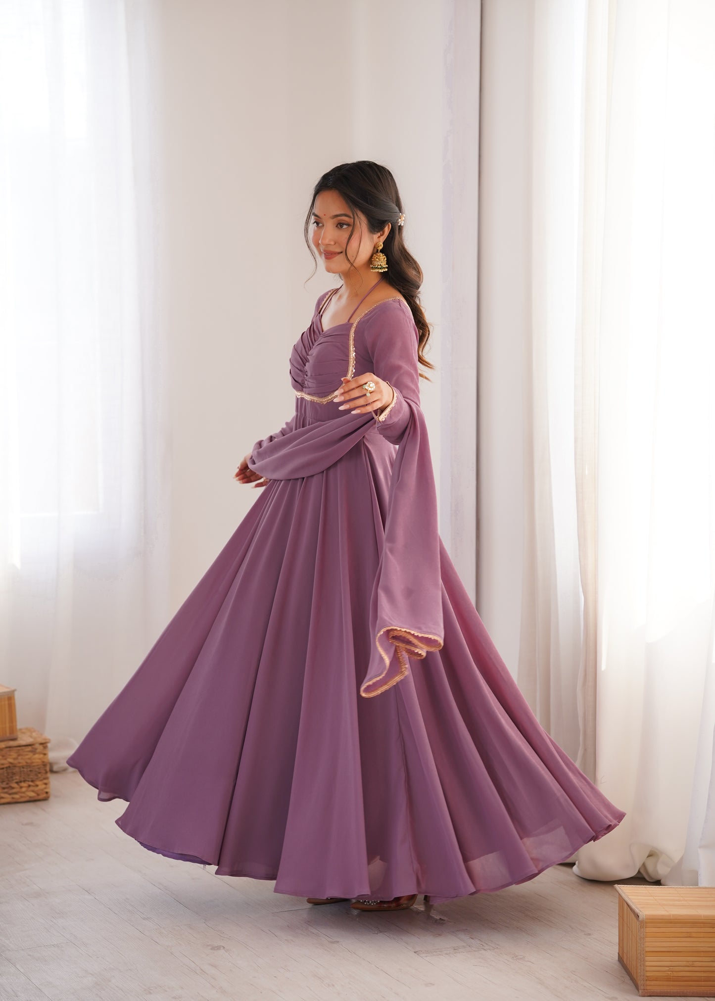 Georgette Anarkali Suit with Dupatta - Party Wear Anarkali Dress