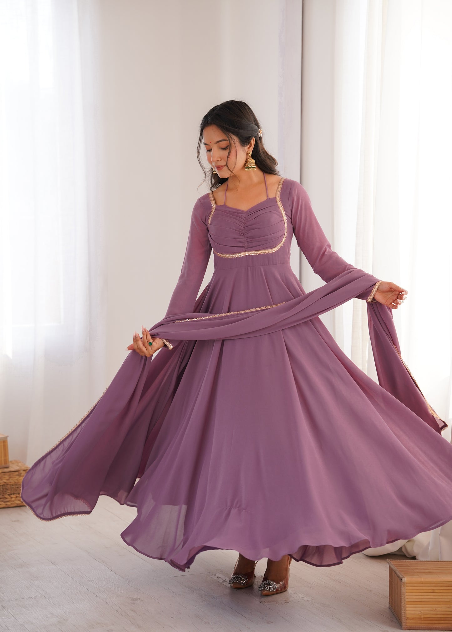 Georgette Anarkali Suit with Dupatta - Party Wear Anarkali Dress