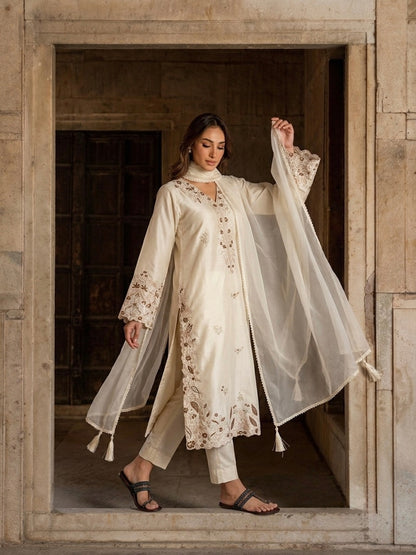 Ivory Roman Glass Kaftan Salwar Suit Party Wear