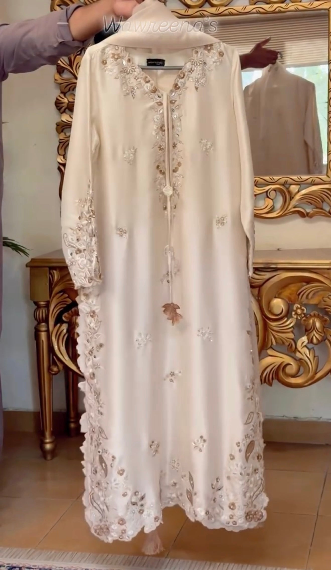 Ivory Roman Glass Kaftan Salwar Suit Party Wear
