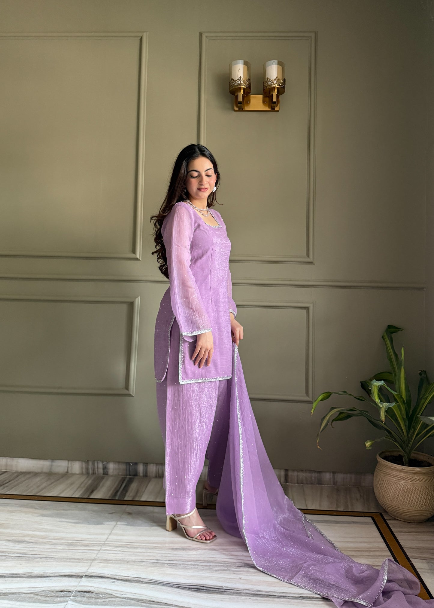 Crunchy Silk Pakistani Suit with Siroski Work Salwar Kameez